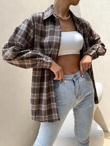 SoleilVie Women's Plaid Long Sleeve Single-Breasted Casual Loose Shirt - Multicolor - View 5