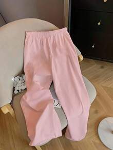 SHEIN EZwear 粉色小马印花休闲裤，女士款，适合夏季和度假穿着。 - 粉色 - 查看 6