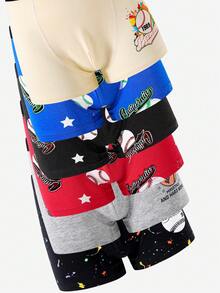 6条装男童纯棉舒适凉爽运动棒球印花三角裤 - 彩色 - 查看 6