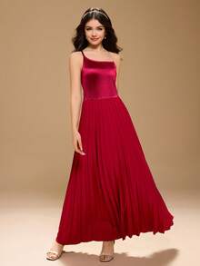 Váy xếp ly màu đỏ tía cho thiếu nữ, váy dự tiệc Giáng sinh màu đỏ thanh lịch, váy dạ hội trang trọng - Màu Đỏ Sâu - Xem 7