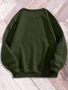 EMERY ROSE Áo nỉ in hình cây thông Noel vui tươi và rực rỡ cỡ lớn dành cho nữ - xanh quân đội - Xem 2