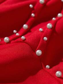 Rina Fox 女式插肩袖连帽抽绳休闲铆钉运动衫 - 紅色 - 查看 5