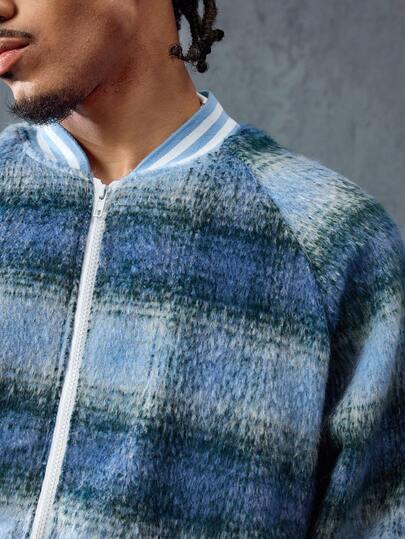 Street Life Veste de baseball en laine à carreaux pour hommes, style streetwear