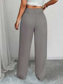 SHEIN PETITE 娇小女款休闲直筒高腰裤，秋冬季