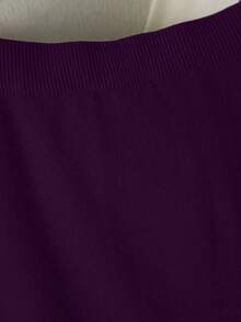 Franclia 新款褶裥拼接针织半身裙，高腰显瘦毛衣裙，A字休闲女裙 - 紫色 - 查看 6