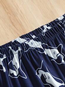 2pcs Men's Comfortable Long Sleeve Pajama Set - Navy Blue - View 4