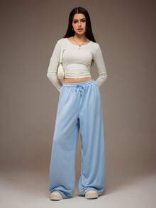 少女宽松弧形腿运动裤，休闲时尚百搭运动裤，适合跳舞、上学、健身