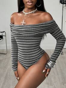 BamGleam Body a maniche lunghe con strisce a contrasto per donna