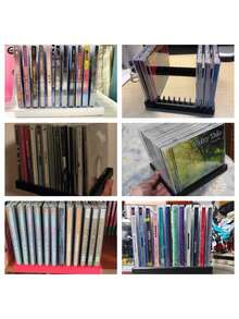 Retro Style 3D Printed CD/DVD Storage Rack - Holds 12 Discs, Fashionable Black Plastic Storage Box For Desktops, Suitable For Music And Game Disc Collection, Music CD Rack | CD Display Rack, CD Album Storage, CD Storage Box, Shelf Divider, CD Disc Organizer