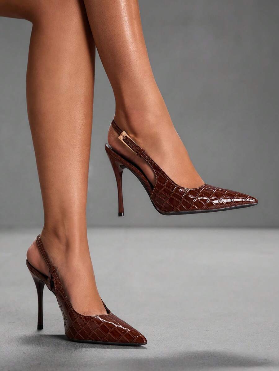 CUCCOO SZL Tacones de plataforma con correa trasera y decoración de mariposa, estilo lolita, color borgoña - Marrón - Ver 1