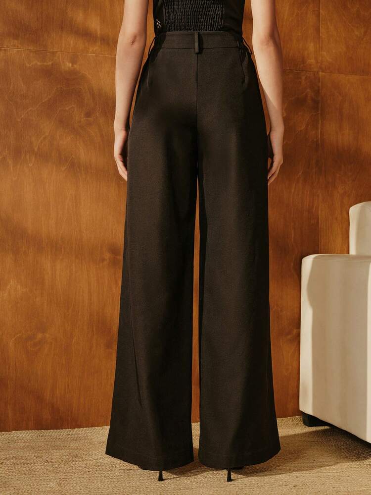 Women's Wide Leg Pants, Embroidered Pearl Craft, Loose Casual Straight Leg Trousers, Elegant Style, Autumn/Winter
