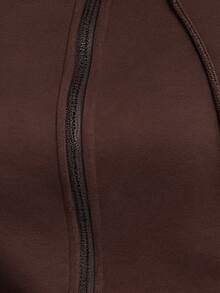 SHEIN EZwear Áo nỉ dáng ôm, màu trơn, lót giữ nhiệt, thích hợp cho mùa Thu/Đông. - Cà phê nâu - Xem 7