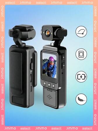 JMMO Cámara de acción de bolsillo 1080P para deportes al aire libre familiares, esquí, ciclismo, senderismo, grabadora. Cámara deportiva portátil con pantalla de 1.54 pulgadas, WIFI, grabadora HD, cámara giratoria 360°, cámara para vlogging con visión nocturna infrarroja