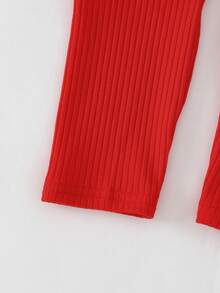 THE HAPPY LOOK 2pcs/Set Young Girl Heart Pattern Knit Soft Crew Neck Long Sleeve Pullover Sweatshirt And Elastic Waist Long Pants - Apricot - View 3