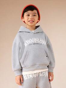 SUMWON Boys Hooded Sweatshirt And Jogger Set With Centre Pocket Flare Leg Casual Outfit Winter Streetwear Vacation - Light Grey - View 3