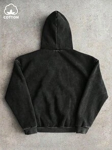 PAVTROS Men's Street-Style Washed Gothic Sweatshirt, Casual Everyday Wear, Boyfriend/Husband Gift, Anniversary Gift, Fashion Mens Cotton Hoodie Washed Black Hoodie Black Zip Up Hoodie Men Street Wear Hoodie Hoodie Jacket With Zipper