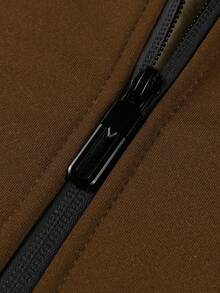 Manfinity Homme 男士落肩长袖保暖休闲连帽外套，百搭 - 棕色 - 查看 4