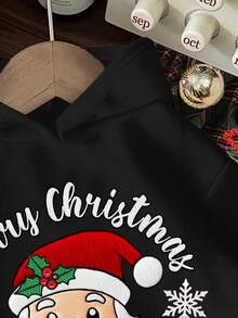 Áo nỉ dài tay dày dặn, thoải mái, in hình họa tiết Giáng sinh, thích hợp cho bé trai, kiểu dáng thường ngày, phù hợp cho mùa thu/đông. - màu đen - Xem 3