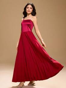 Váy xếp ly màu đỏ tía cho thiếu nữ, váy dự tiệc Giáng sinh màu đỏ thanh lịch, váy dạ hội trang trọng - Màu Đỏ Sâu - Xem 6