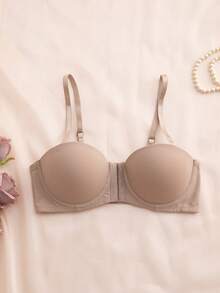 DesireSculpt 3pcs/Set Multi-Color Balcony Bra Front Closure Push Up Bra, Convertible Spaghetti Strap & Spaghetti Strap - Multicolor - View 7