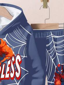 Boys Fearless Superhero Hoodie & Sweatpants Set | Comic Graphic Spider Web Outfit | Cool Fall Winter Toddler Streetwear - Multicolor - View 6