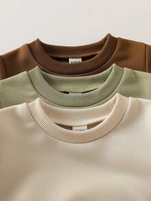 SHEIN Playful Pals Set 6 buc. pentru bebeluși, băieți/fete, unisex, pentru sugari/copii mici, 6 luni - 3 ani, casual, culoare solidă, mânecă lungă, guler rotund, hanorac și pantaloni jogger, îmbrăcăminte pentru bebeluși, costum pentru bebeluși, set pentru bebeluși primăvară/vară/toamnă/iarnă, stil versatil de bază, potrivit pentru toate anotimpurile