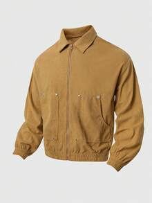 ROMWE MEN Street Life Giacca casual da uomo in velluto a coste, colore caffè, per l'autunno/inverno