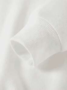 Dama estilo casual conjunto urbano estampado mariposa felpa térmica ajuste holgado cuello redondo manga larga otoño invierno uso diario sudadera pantalón - Blanco - Ver 4