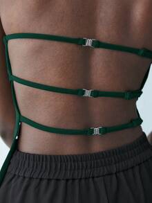 Maija Top tubo ajustable sin espalda para mujeres, ropa de negocios sexy para el transporte urbano, adecuado para Navidad, Año Nuevo, fiestas de vacaciones - Verde Oscuro - Ver 6