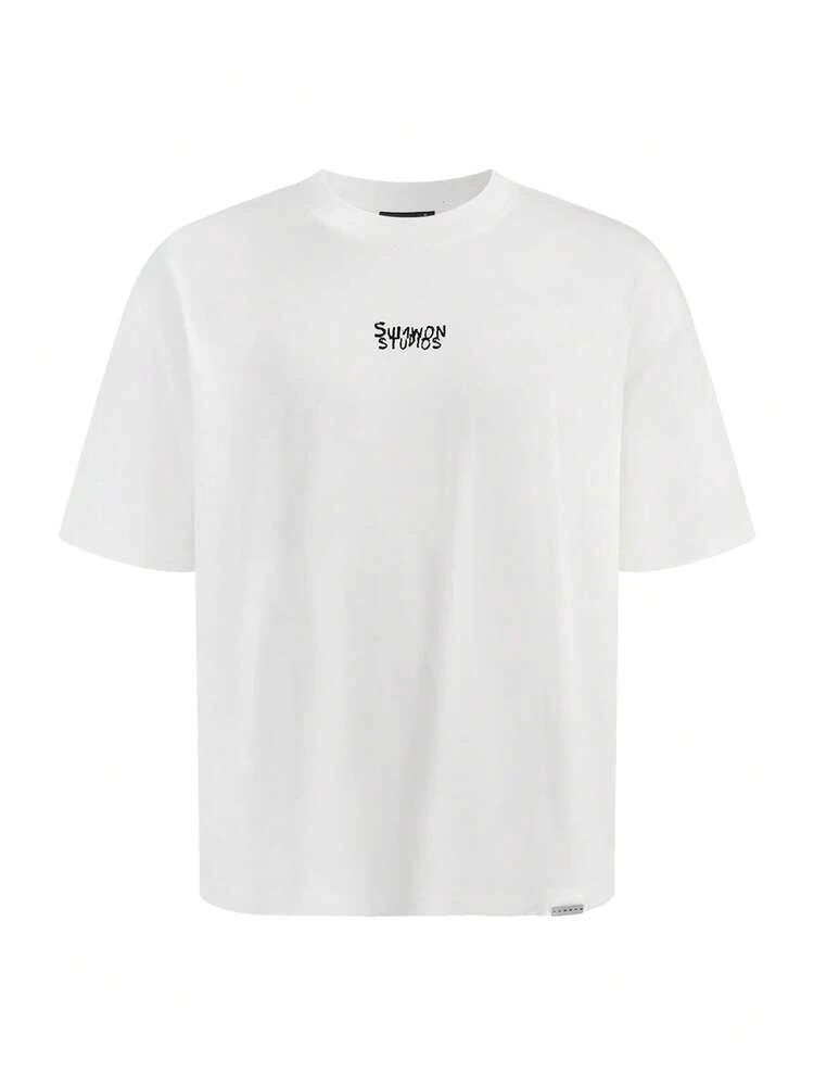 생트로페 와인잔 프린트 오버사이즈 코튼 그래픽 티셔츠