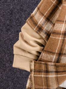 两件套男童休闲格子拼接连帽外套和运动裤套装，适合秋冬季穿着 - 彩色 - 查看 3