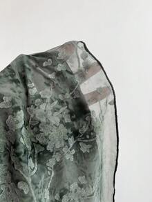 Elamini 女式夏季度假风格植绒复古生菜边修身吊带背心连衣裙 - 薄荷綠 - 查看 4