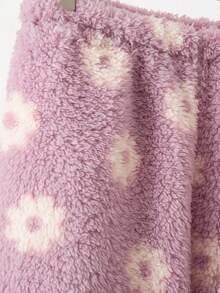 青少年女孩蓬松花朵印花长袖上衣和裤子睡衣套装 - 粉色 - 查看 7