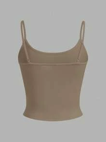 SHEIN EZwear 4pcs Women's Black, Khaki, Brown, White Cropped Tight Fit Casual Cami Tops Beach