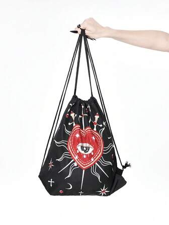 Grunge Punk Zaino con coulisse di grande capacità con stampa vintage mimetica, pentagramma e numeri, zainetto casual alla moda unisex, borsa da palestra, adatto per scuola, vacanza, festa, shopping