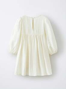 Maija Kids Maija Kids Váy dài tay bèo nhún họa tiết hoa cho bé gái - Màu be - Xem 2