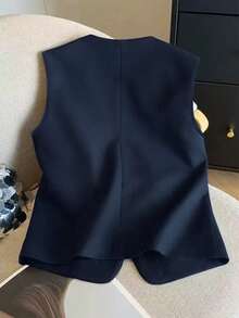 GlowEve Áo hai dây hình hoa màu trơn đơn giản dành cho nữ - Màu xanh hải quân - Xem 2