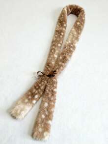 ROMWE Fairycore 1pc Cute Deer Plush Shawl, Sweet Animal Pattern Scarf, Warm & Fashionable Neck Wrap Accessory For Autumn/Winter