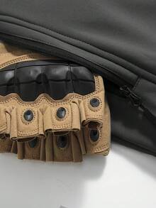 Manfinity Homme Áo khoác nam dài tay, màu trơn, có mũ, khóa kéo và túi, kiểu dáng thường ngày. - màu đen - Xem 6