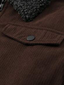 Manfinity Homme 男士休闲翻领拉链宽松抓绒长袖外套 - 咖啡棕 - 查看 5