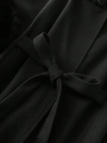 SHEIN PETITE 娇小女款兔毛领拼接休闲修身棉质外套，秋冬款