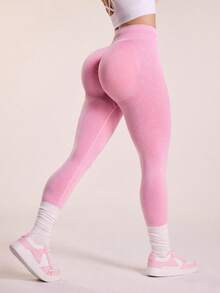 Sovereign Charm Women's Seamless High Elasticity Sports Fitness Leggings Yoga Pants - Pink - View 1