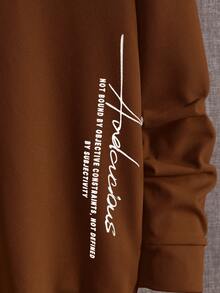 HIMLAND 男士休闲印花针织长袖T恤 - 棕色 - 查看 3