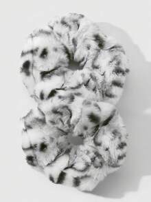 ROMWE Kawaii 2pcs Retro Chic Fashionable High-Quality Black & White Leopard Print Fluffy Scrunchies Set, Versatile Combo Suitable For Women, Daily Wear Or Gift - Black and white -32 - View 6