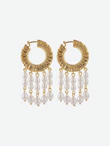 Opalesca 珍珠耳环、服饰、复古风、串珠、婚礼/新娘配饰、仙女风/仙子风、珍珠、花朵、秋季/冬季、送给妈妈/女士/女孩/母亲、优雅、高级 - 彩色 - 查看 2