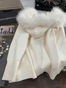 GlowEve 女士纯色连帽毛领休闲拉链简约设计卫衣