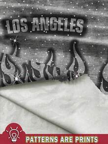 SHEIN 青少年男孩休闲极简主义 Y2K 风格涂鸦手绘嘻哈肖像星星字母印花短袖圆领 T 恤，适合夏季 - 彩色 - 查看 3