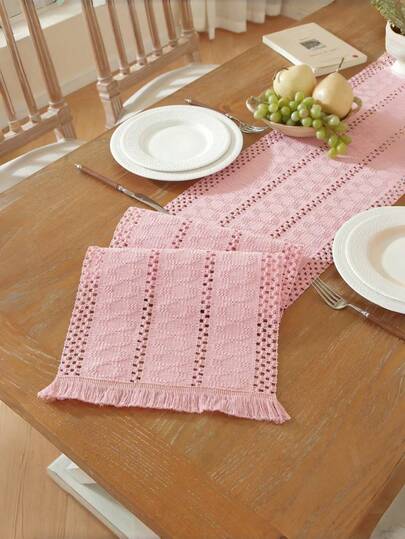 1pc Boho Table Runner Macrame Table Runners For Home Decor ,Cream & Brown Macrame Table Runner With Tassels For Boho Dining Bedroom Decor Rustic Bridal Shower,Farmhouse Rustic Table Runner,Place Mat,Thanksgiving Christmas Home Decor (Multiple Sizes Available)