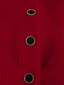 SHEIN Young Girls' Sweet & Cute Pink Long Sleeve Polka Dot Mesh Ruffle Collar Jacket With Black Velvet Ribbon Bow And Gold-Edged Buttons, Comfortable Single-Piece, Suitable For Spring/Autumn Back-To-School Season And All Year Round - Red - View 4