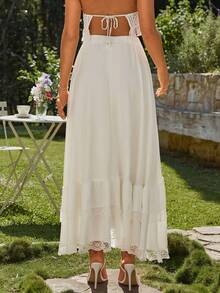 KARISMINA 女式假期蕾絲邊高低不規則裙